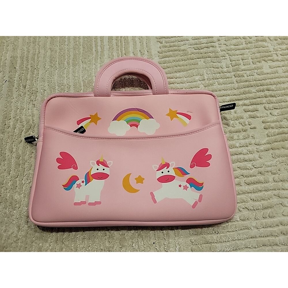 Tablet / Mini iPad/ Kindle carrying case with handles pink unicorn 13 x 9” Girls